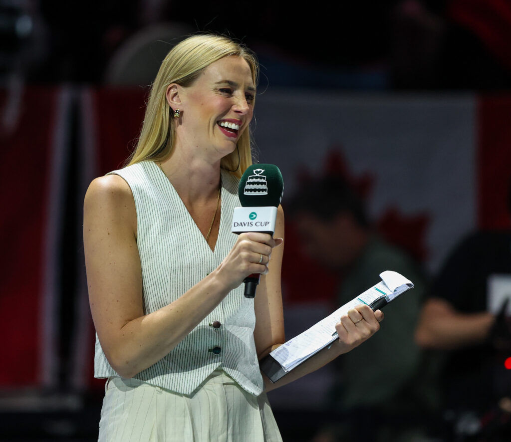 Naomi Broady interviewing at the 2024 Davis Cup
