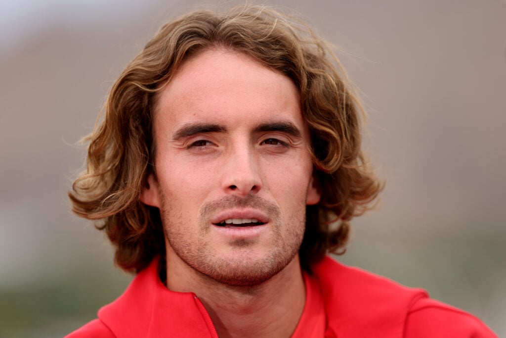 Stefanos Tsitsipas looks on ahead of the 2025 Indian Wells tournament