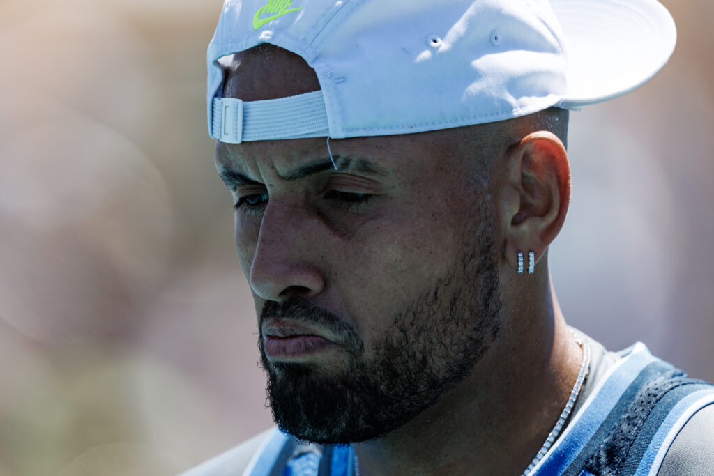 Nick Kyrgios looks on during the 2025 Miami Open.