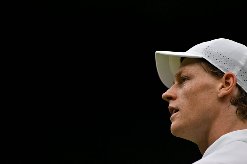 Jannik Sinner looks on during his win over Pedro Martinez at Wimbledon