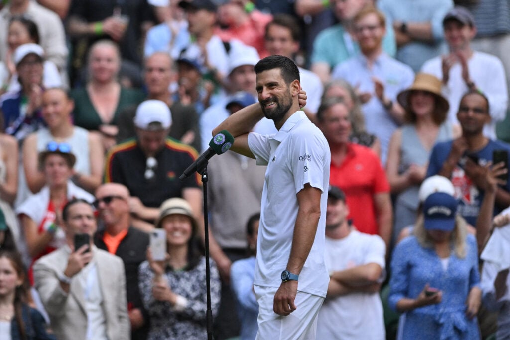 Novak Djokovic speaking after his win over Miomir Kecmanovic at Wimbledon.