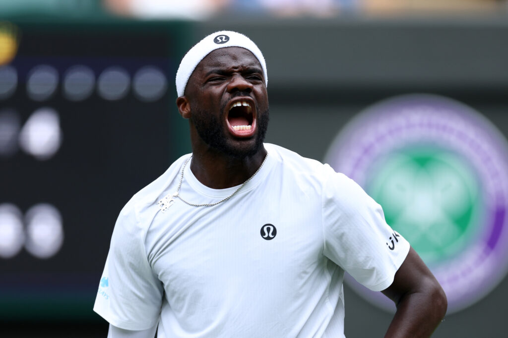 Frances Tiafoe shouts