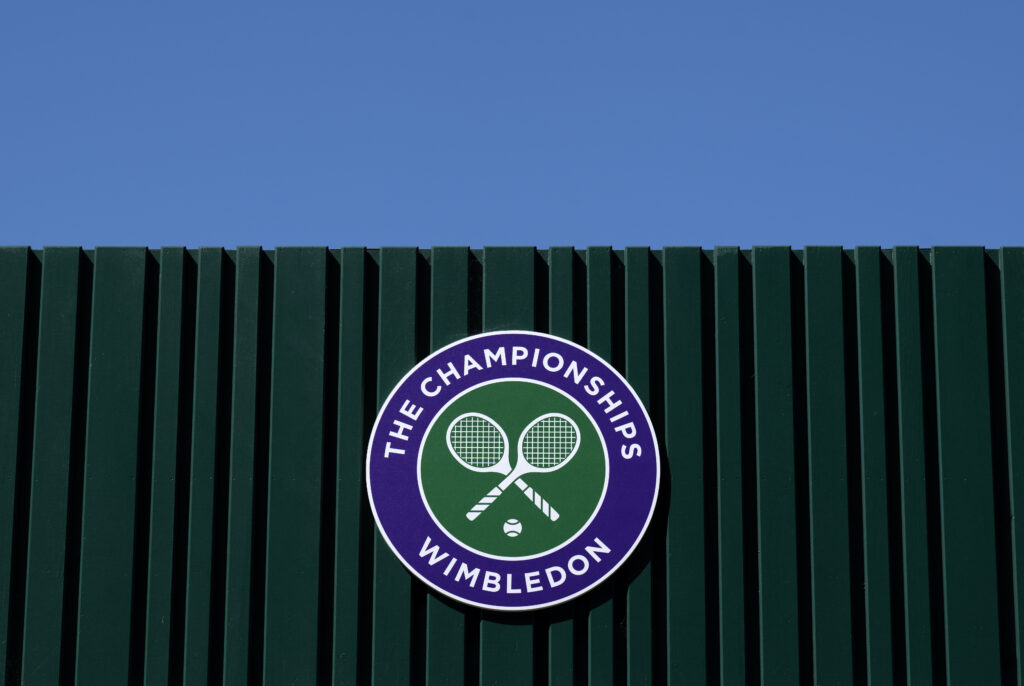 A view of the Wimbledon logo during the 2025 tournament