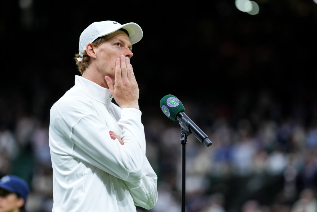 Jannik Sinner speaking after his match with Grigor Dimitrov at Wimbledon.