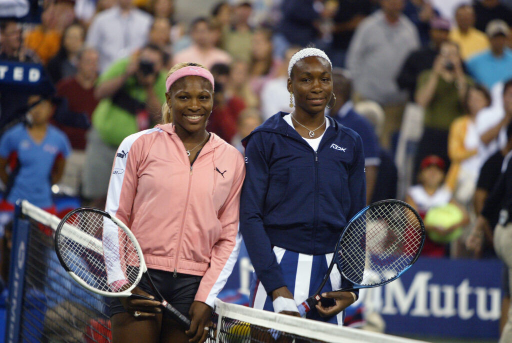 Serena Williams and her sister Venus Williams before the US Open final in 2002.