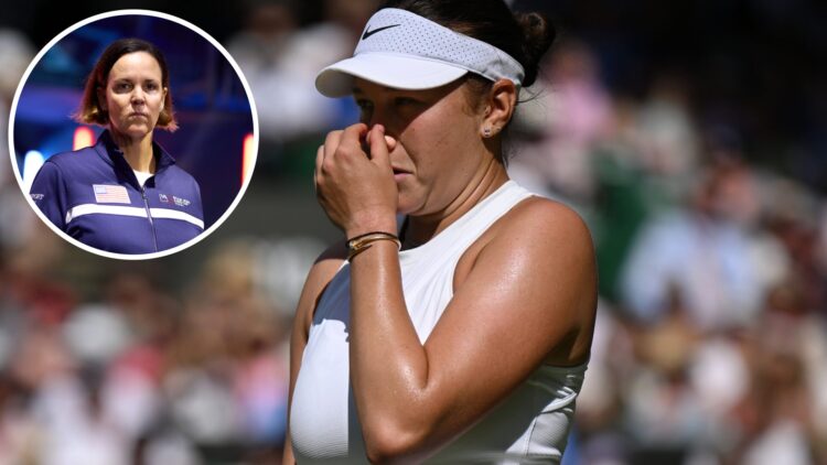 Amanda Anisimova of United States reacts against Iga Swiatek of Poland during the Ladies' Singles final match on day thirteen of The Championships ...