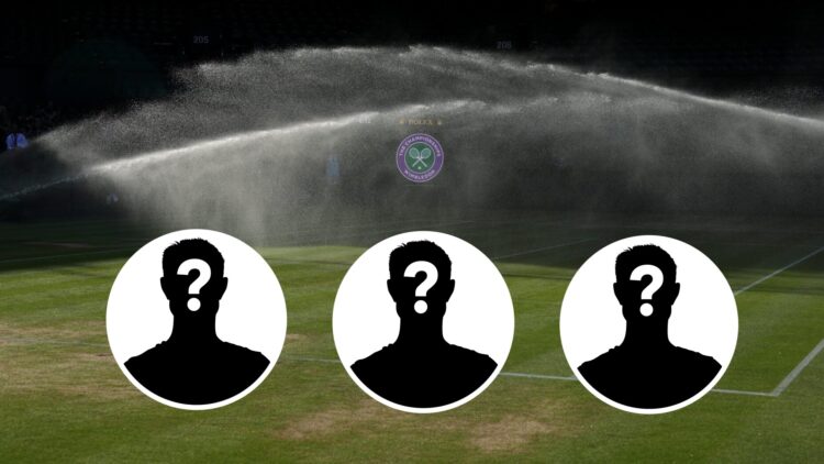 Sprinklers are put on over Centre Court at Wimbledon