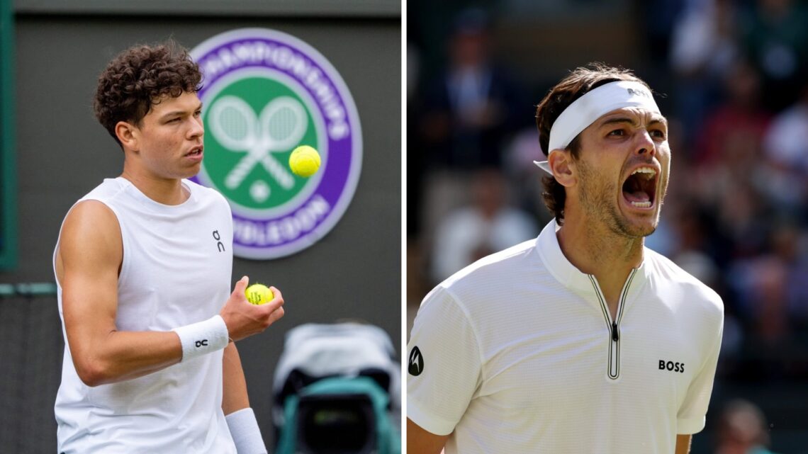 Left: Ben Shelton and Right: Taylor Fritz, both playing at Wimbledon