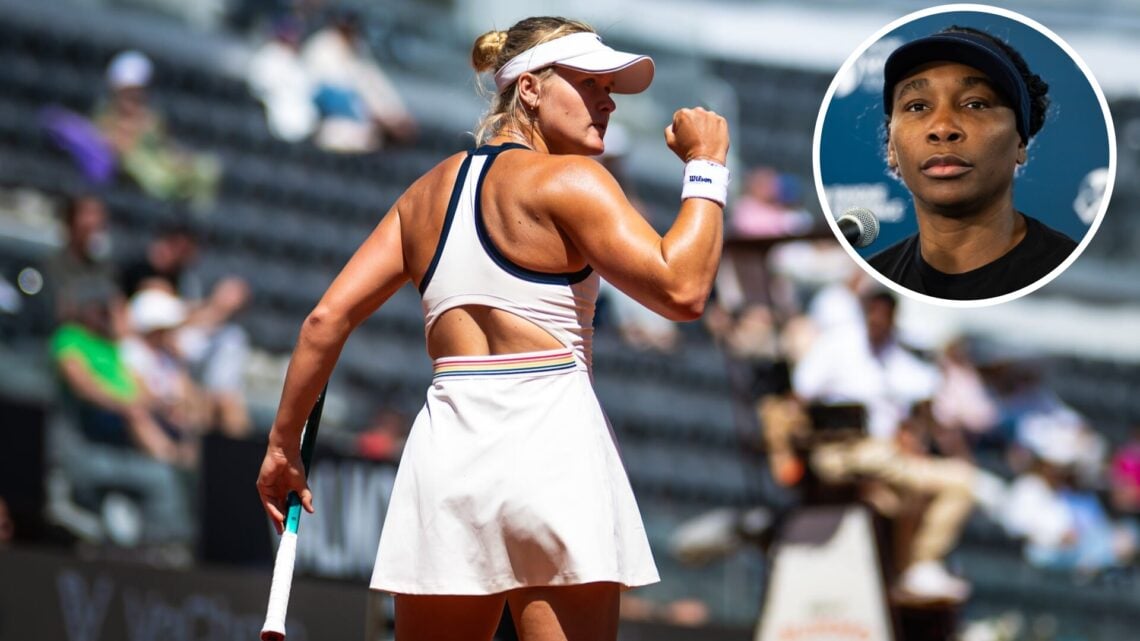 Peyton Stearns of the United States in action against Naomi Osaka of Japan in the fourth round on Day Eight of the Internazionali BNL D'Italia at F...