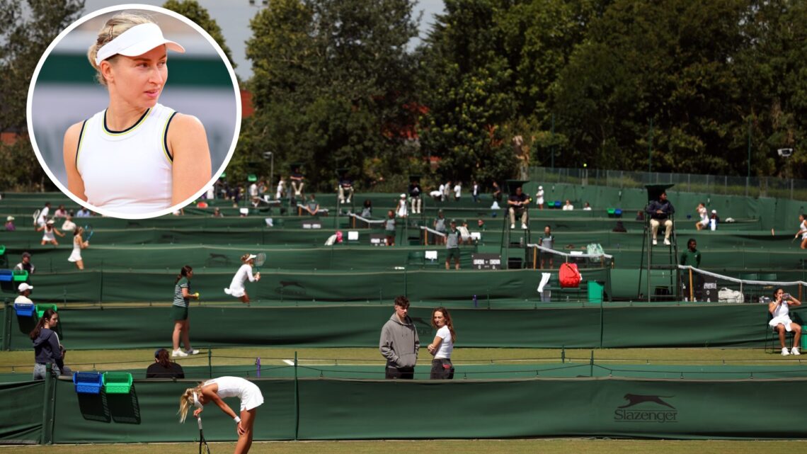 A view of the courts during the Lexus British Open Roehampton at Wimbledon Qualifying and Community Sports Centre, with an inset of