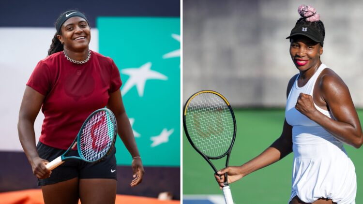 Split image of Hailey Baptiste of the United States in action against Storm Hunter of Australia in the first qualifications round ahead of the Inte...