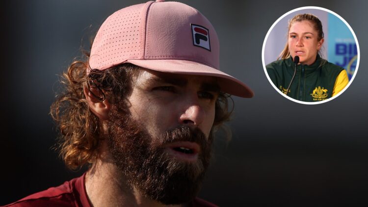 Reilly Opelka of the United States looks on during a practice session on Day Seven of the 2025 HSBC Championships at The Queen's Club, with an inse...