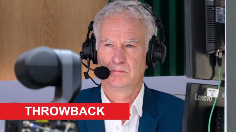Image of John McEnroe watching Wimbledon from the media centre in 2025