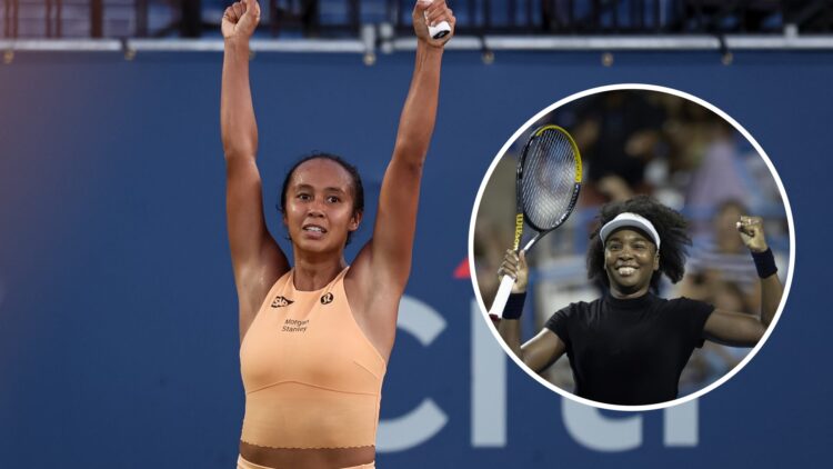 Leylah Fernandez (L) celebrates at the Washington Open, Venus Williams (R) reacts after winning in the first round at the Washington Open.