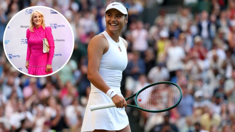 Emma Raducanu of Great Britain celebrates winning match point against Marketa Vondrousova of Czechia during the Ladies' Singles second round match ...