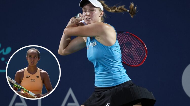 Main: Elena Rybakina hits a backhand at the Citi Open in Washington D.C.. Inset: Leylah Fernandez in action at Washington D.C.'s Citi Open