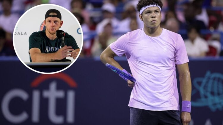 Ben Shelton of the United States reacts during a men's singles match against Alejandro Davidovich Fokina of Spain on day 6 of the Mubadala Citi DC ...