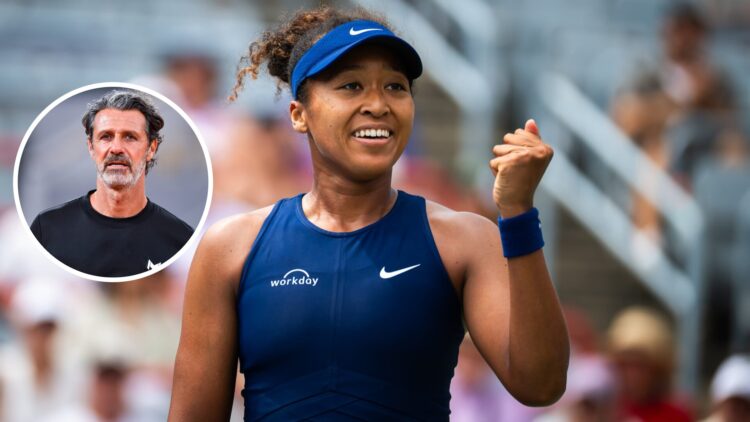 Main: Naomi Osaka celebrates after winning her second round match at the Canadian Open. Inset: Patrick Mouratoglou
