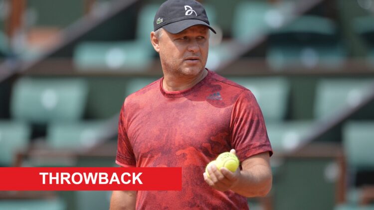Image of Marian Vajda coaching Novak Djokovic at the 2018 French Open