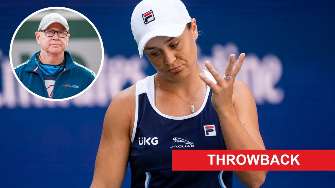 Ashleigh Barty of Australia looks frustrated during her match against Clara Tauson of Denmark in the second round of the women's singles in the US ...