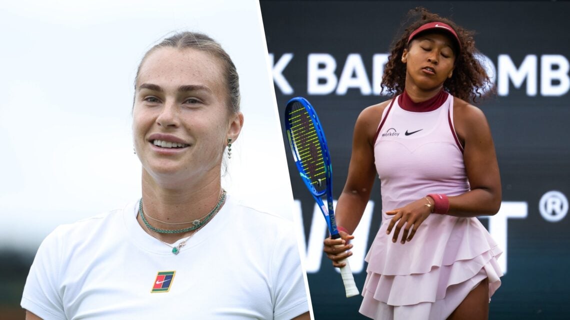 Left: Aryna Sabalenka plays at Wimbledon and Right: Naomo Osaka in Hamburg.