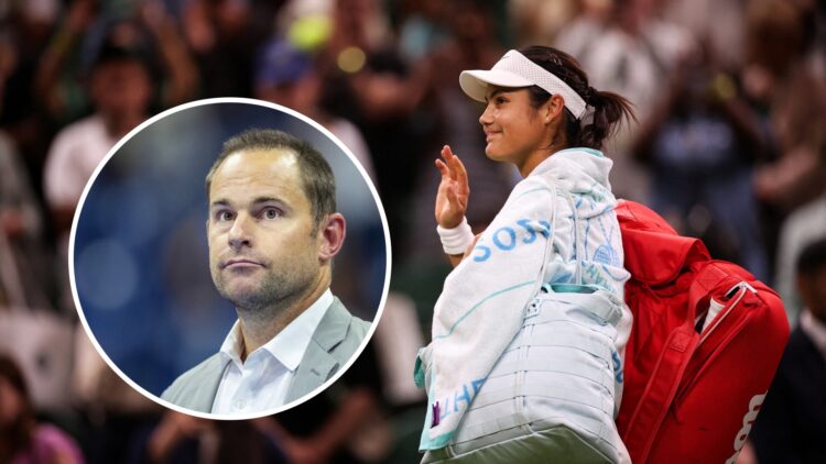 Andy Roddick (L) looks on at the US Open, Emma Raducanu (R) leaves Centre Court at Wimbledon.