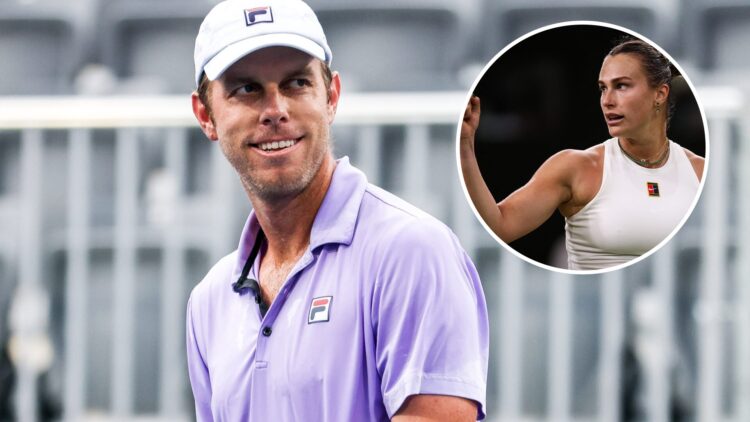 Sam Querrey reacts at the 2021 Atlanta Open, inset Aryna Sabalenka celebrates at Wimbledon 2025