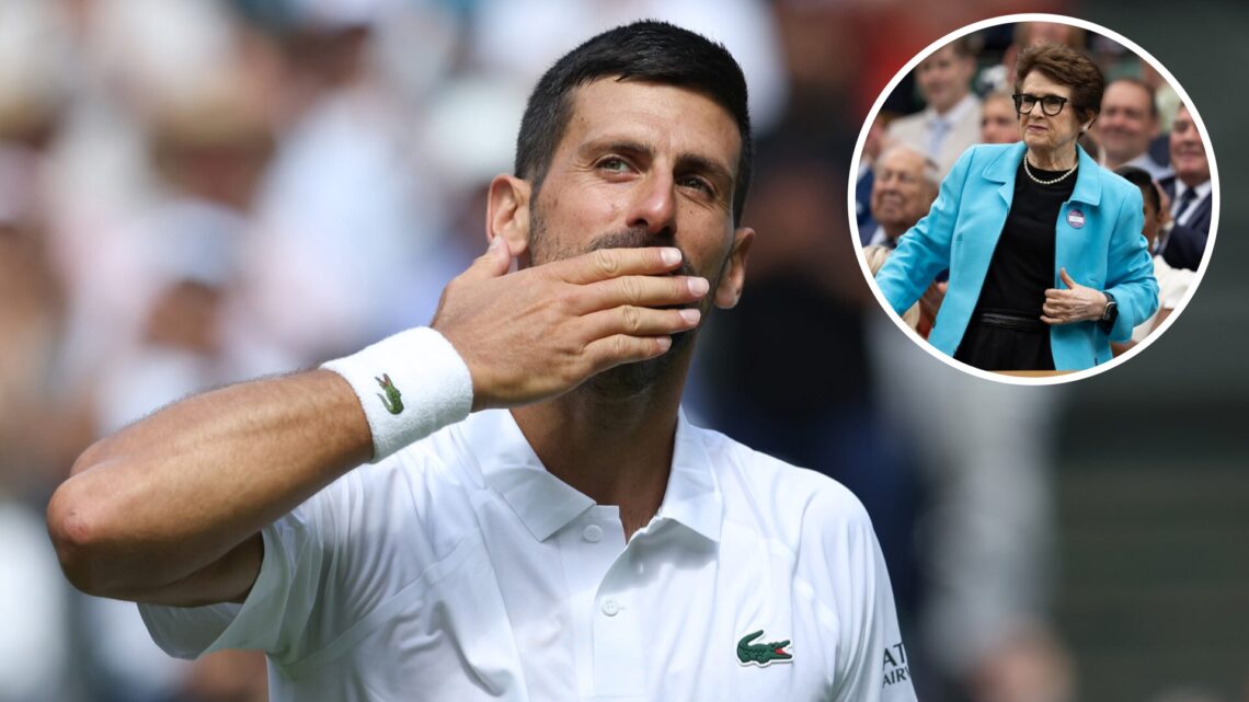 Novak Djokovic blows a kiss to the crowd after winning his Gentlemen's Singles Second Round match against Dan Evans during day four of The Champion...