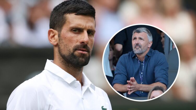 Novak Djokovic (L) looks on at Wimbledon, Goran Ivanisevic (R) attends the UEFA EURO 2024 group stage match between Spain and Croatia at Olympiasta...