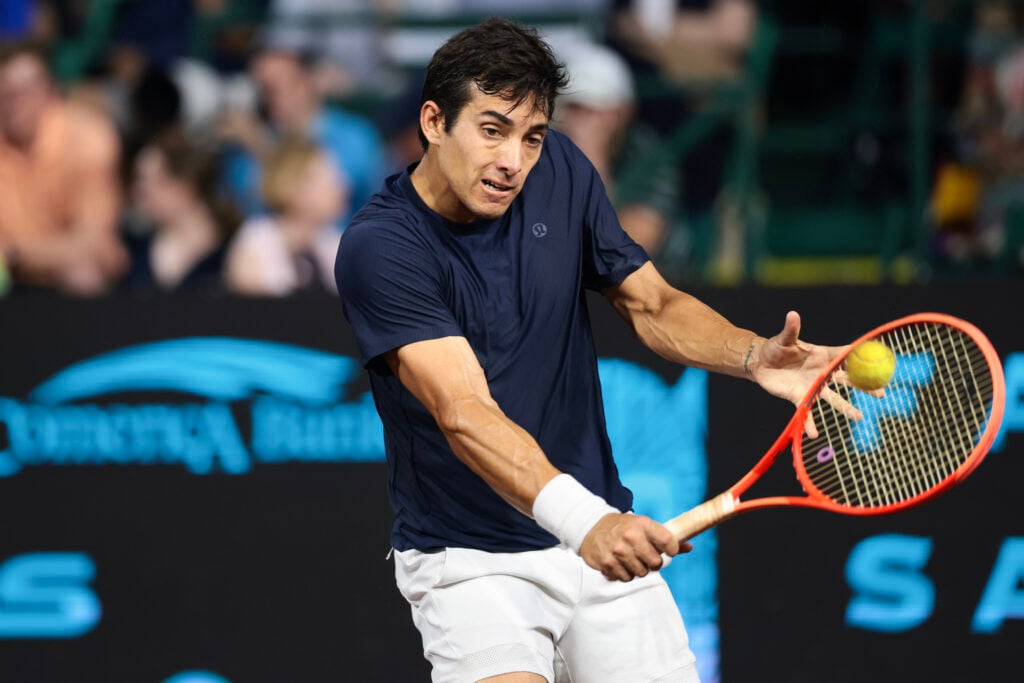Cristian Garin in action at the U.S. Men's Clay Court Championships.