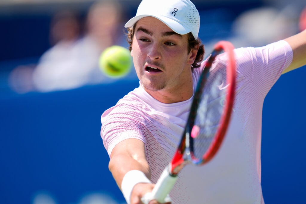 Joao Fonseca in action at the 2025 Canadian Open.