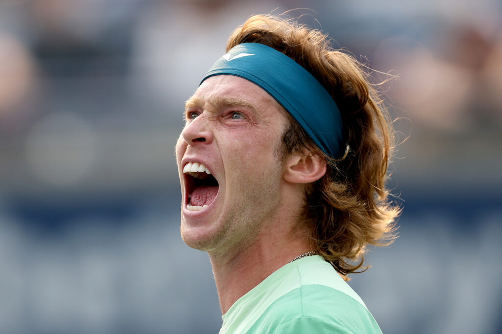 Andrey Rublev celebrates during his win over Alejandro Davidovich Fokina at the 2025 Canadian Open