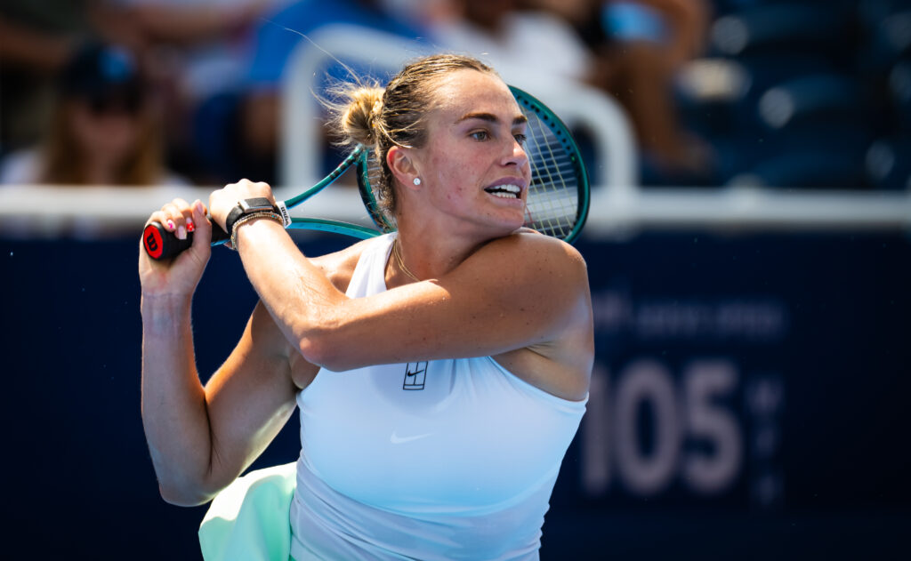 Aryna Sabalenka in action at the 2025 Cincinnati Open.