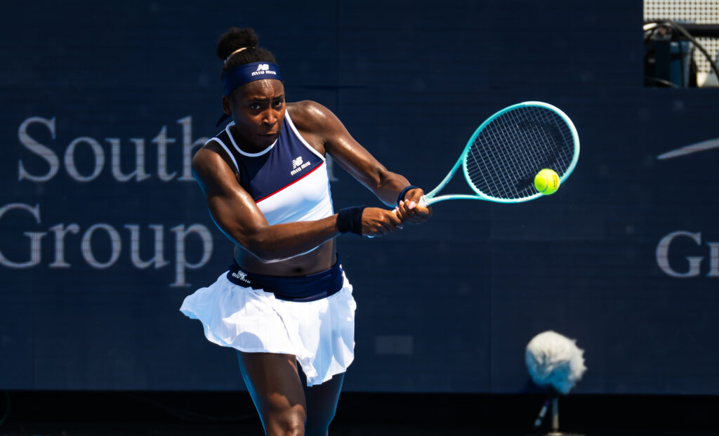 Coco Gauff hits a backhand at the Cincinnati Open 2025 - Day 8
