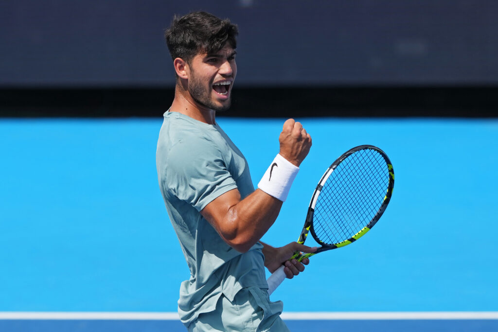 Carlos Alcaraz celebrates at the 2025 Cincinnati Open