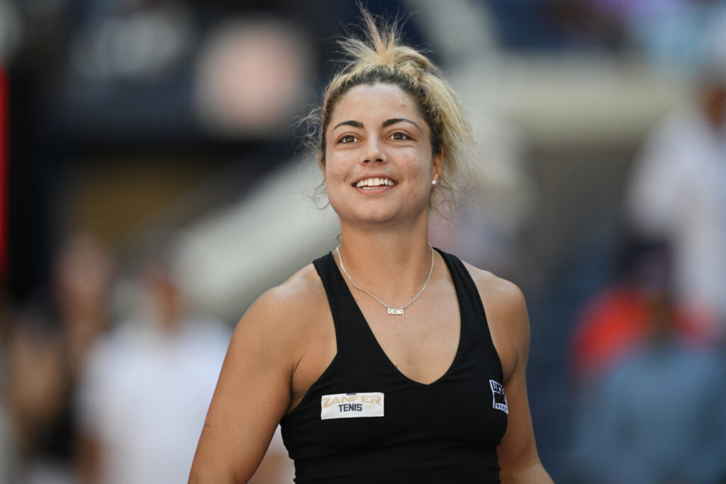 Renata Zarazua celebrates at the 2025 US Open