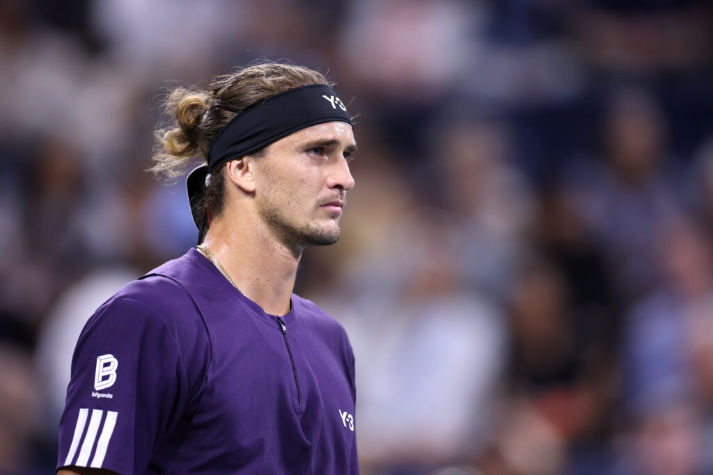 Alexander Zverev looks on at the 2025 US Open.