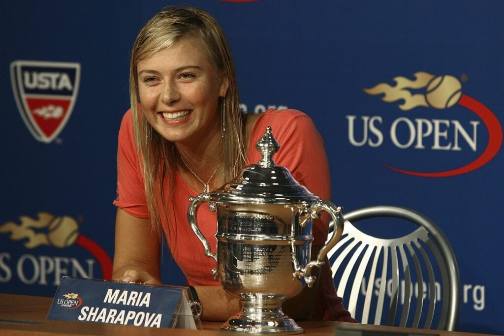 Maria Sharapova speaks to the media after winning the 2006 U.S. Open Tennis