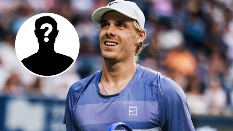 Main: Denis Shapovalov. Inset: Mystery logo