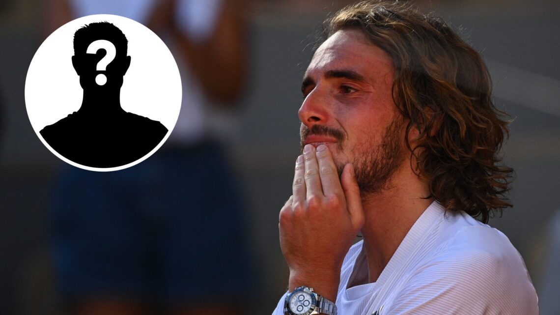 Stefanos Tsitsipas cries after winning against Germany's Alexander Zverev during their men's singles semi-final tennis match on Day 13 of The Rolan...