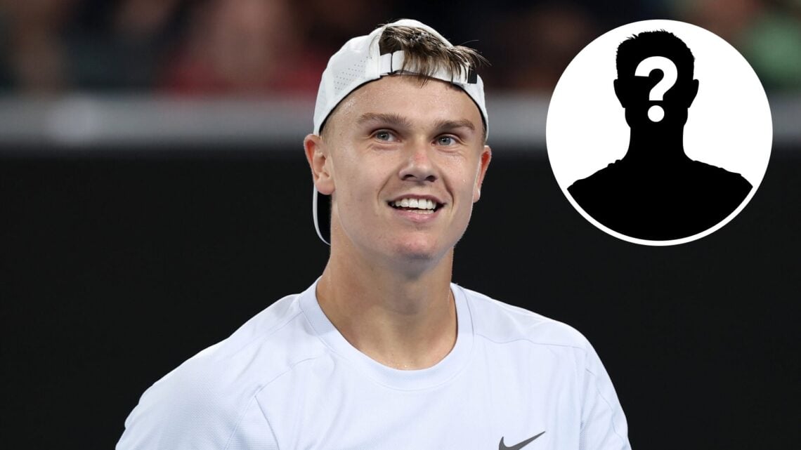 Holger Rune of Denmark reacts against Miomir Kecmanovic of Serbia in the Men's Singles Third Round match during day seven of the 2025 Australian Op...