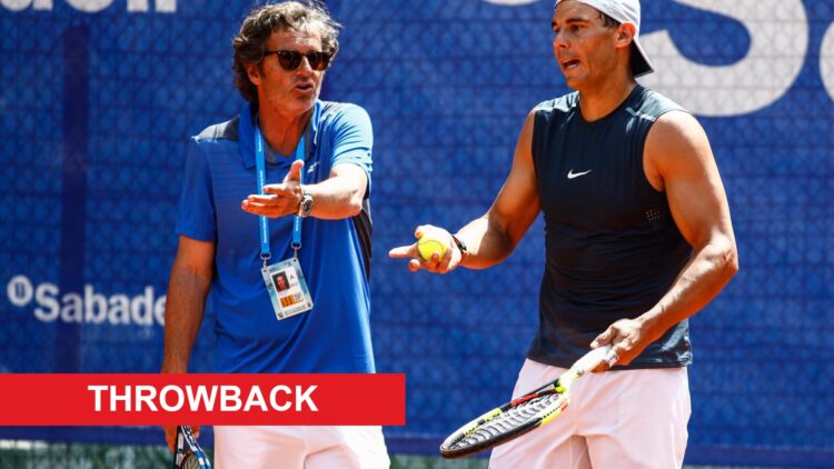 Rafael Nadal from Spain with his trainer Francis Roig during the Barcelona Open Banc Sabadell 66º Trofeo Conde de Godo at Reial Club Tenis Barcelon...