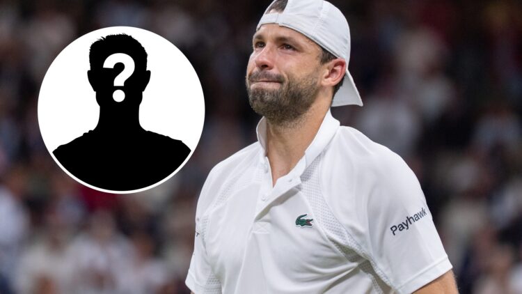 Grigor Dimitrov is devastated after retiring hurt at Wimbledon 2025, inset a mystery player