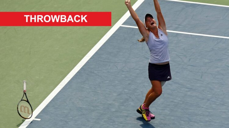 Image of Melanie Oudin celebrating her fourth-round win at the 2009 US Open