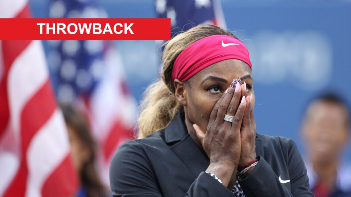 Serena Williams, USA, at the trophy presentation after her win against Caroline Wozniacki, Denmark, in the Women's Singles Final during the US Open...