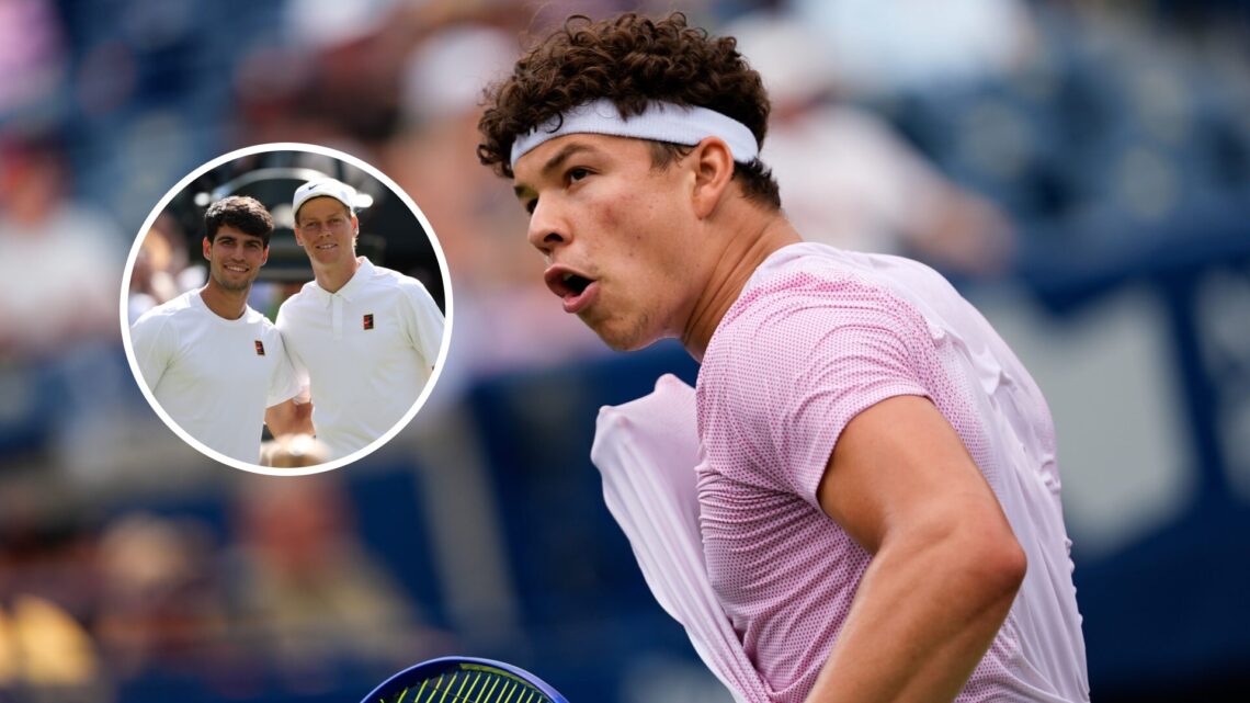 Main: Ben Shelton and Inset: Carlos Alcaraz and Jannik Sinner ahead of the Wimbledon final