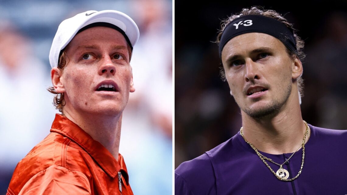 Jannik Sinner (L) and Alexander Zverev (R) looking on at the US Open in 2025.
