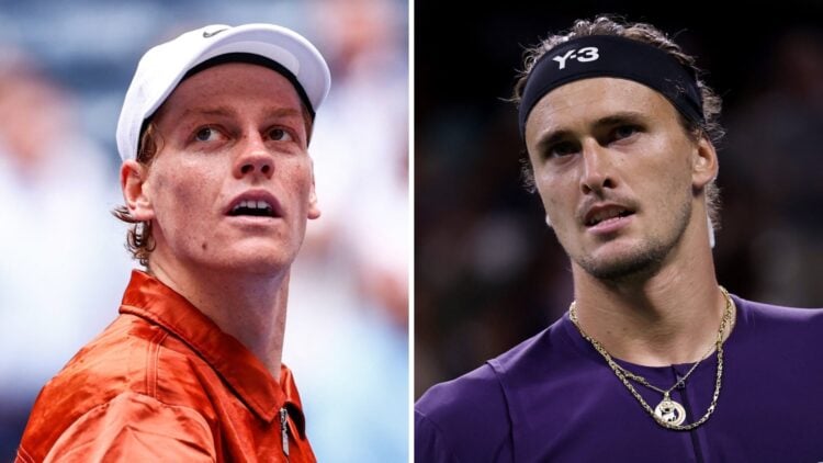 Jannik Sinner (L) and Alexander Zverev (R) looking on at the US Open in 2025.