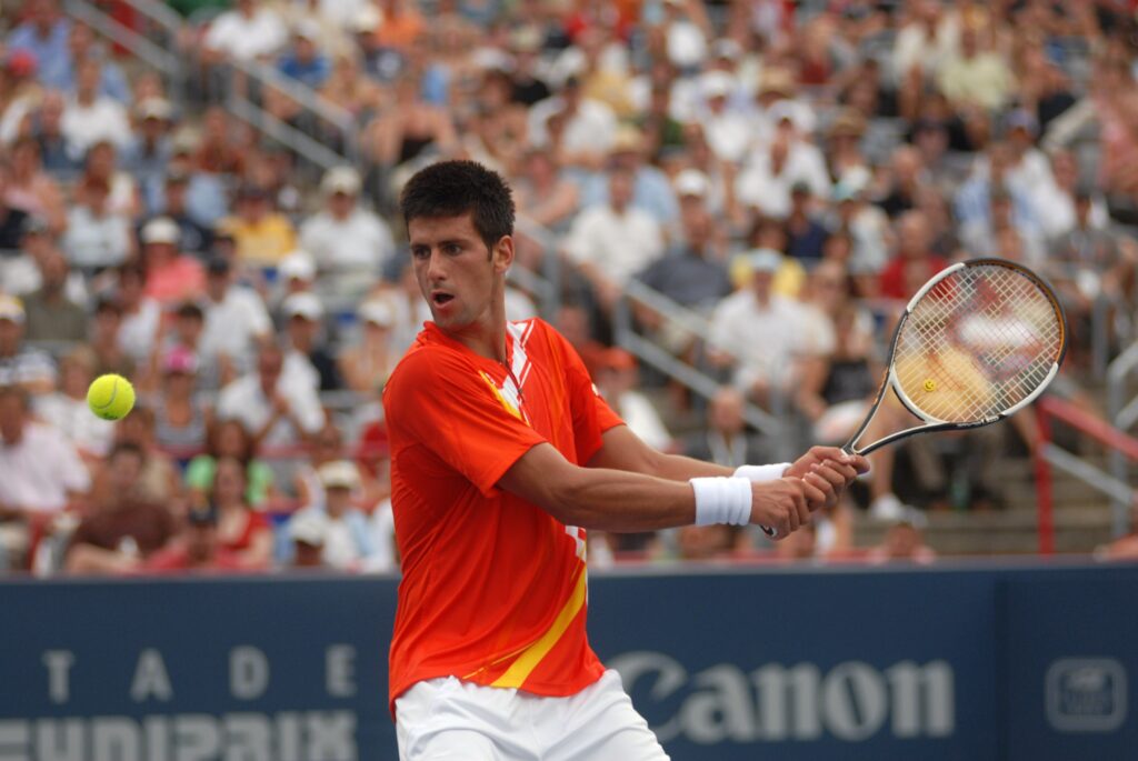 Novak Djokovic in action at the 2007 Canadian Open.