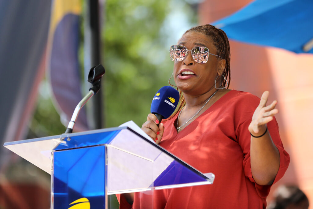 Zina Garrison speaks during the 2019 US Open